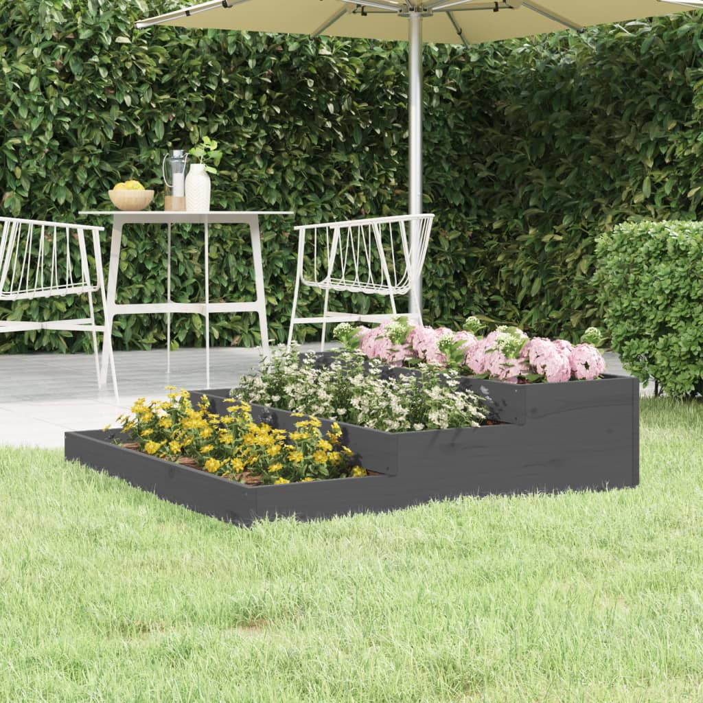 Plantenbak 107x107x27 cm massief grenenhout grijs is nu te koop bij PeponiXL, paradijselijk wonen!