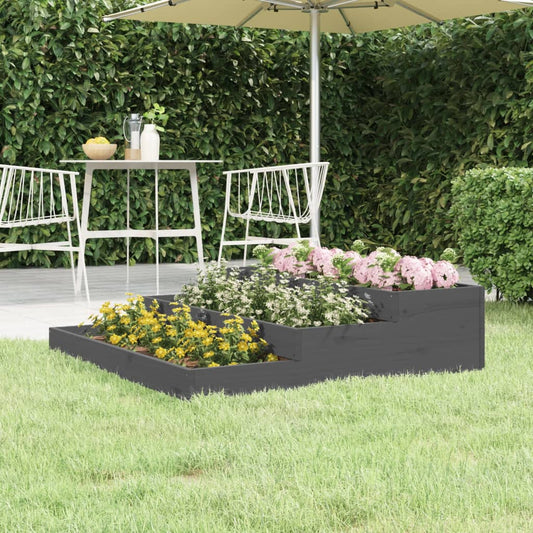 Plantenbak 107x107x27 cm massief grenenhout grijs is nu te koop bij PeponiXL, paradijselijk wonen!