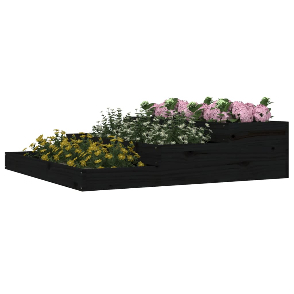 Plantenbak 107x107x27 cm massief grenenhout zwart is nu te koop bij PeponiXL, paradijselijk wonen!