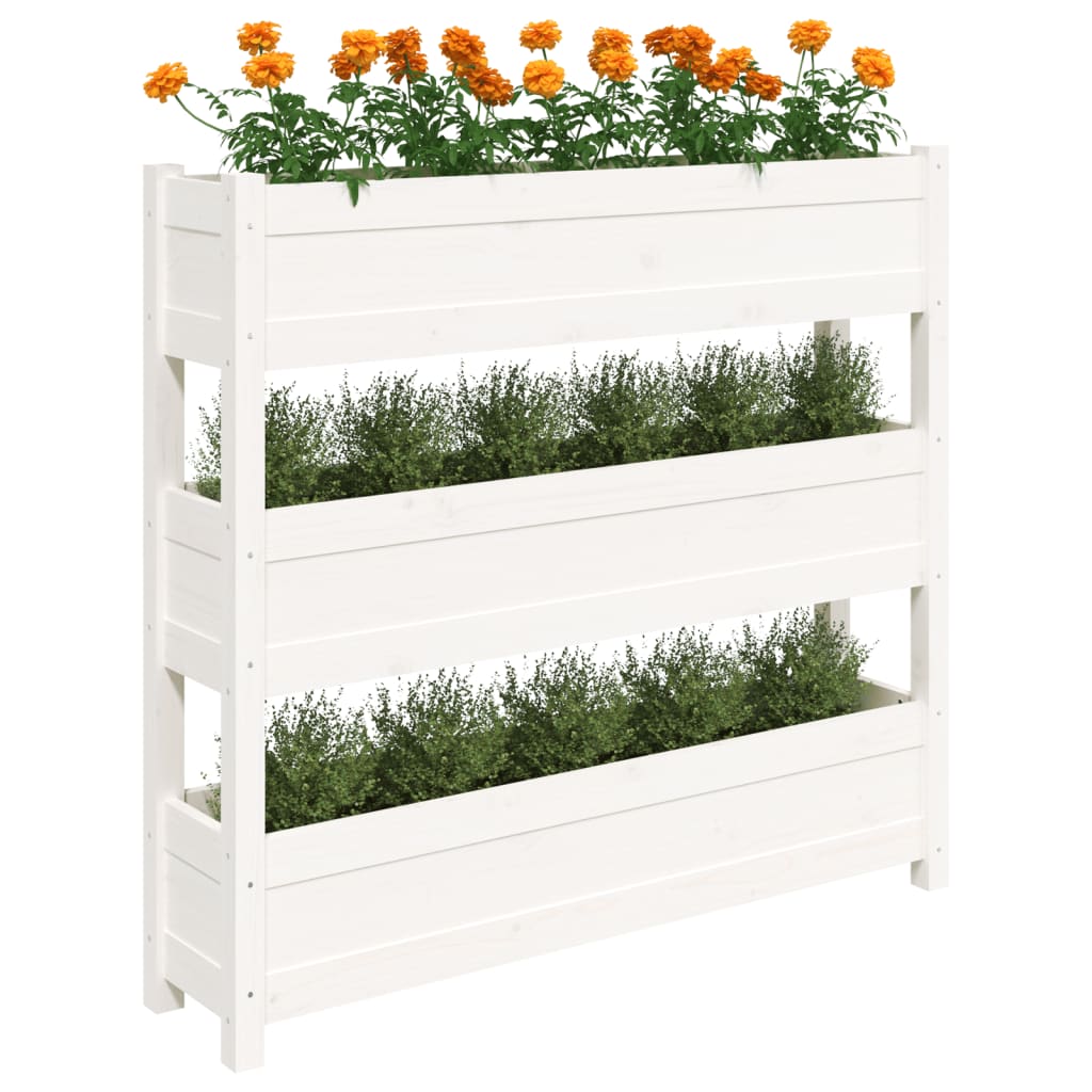 Plantenbak 112x25x104,5 cm massief grenenhout wit is nu te koop bij PeponiXL, paradijselijk wonen!
