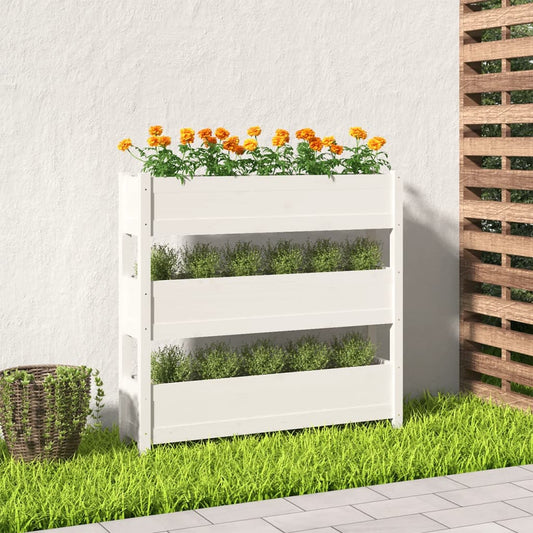 Plantenbak 112x25x104,5 cm massief grenenhout wit is nu te koop bij PeponiXL, paradijselijk wonen!