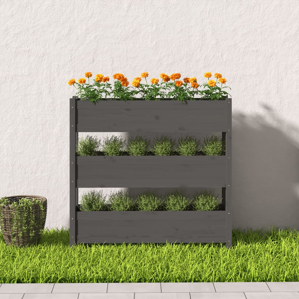 Plantenbak 112x25x104,5 cm massief grenenhout grijs is nu te koop bij PeponiXL, paradijselijk wonen!