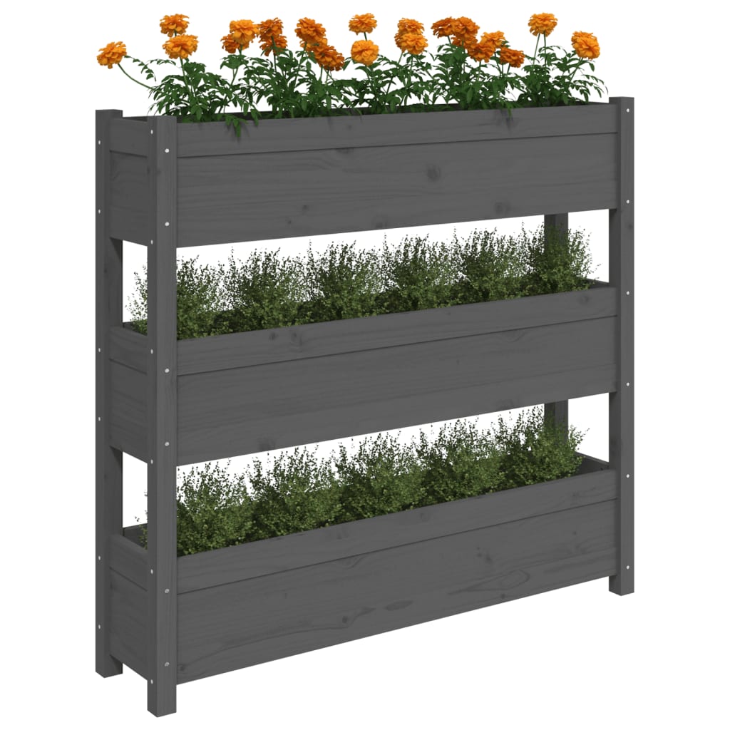 Plantenbak 112x25x104,5 cm massief grenenhout grijs is nu te koop bij PeponiXL, paradijselijk wonen!
