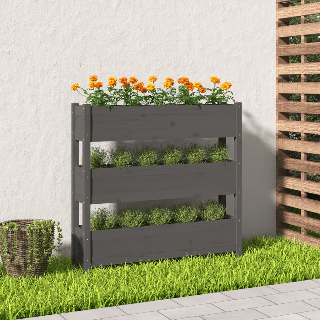 Plantenbak 112x25x104,5 cm massief grenenhout grijs is nu te koop bij PeponiXL, paradijselijk wonen!