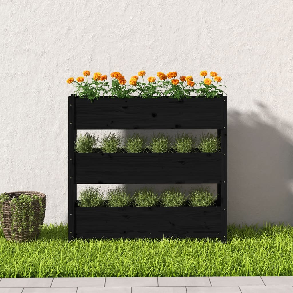 Plantenbak 112x25x104,5 cm massief grenenhout zwart is nu te koop bij PeponiXL, paradijselijk wonen!