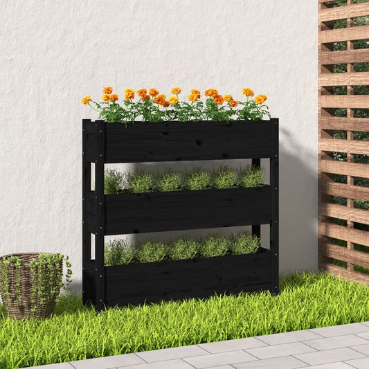 Plantenbak 112x25x104,5 cm massief grenenhout zwart is nu te koop bij PeponiXL, paradijselijk wonen!