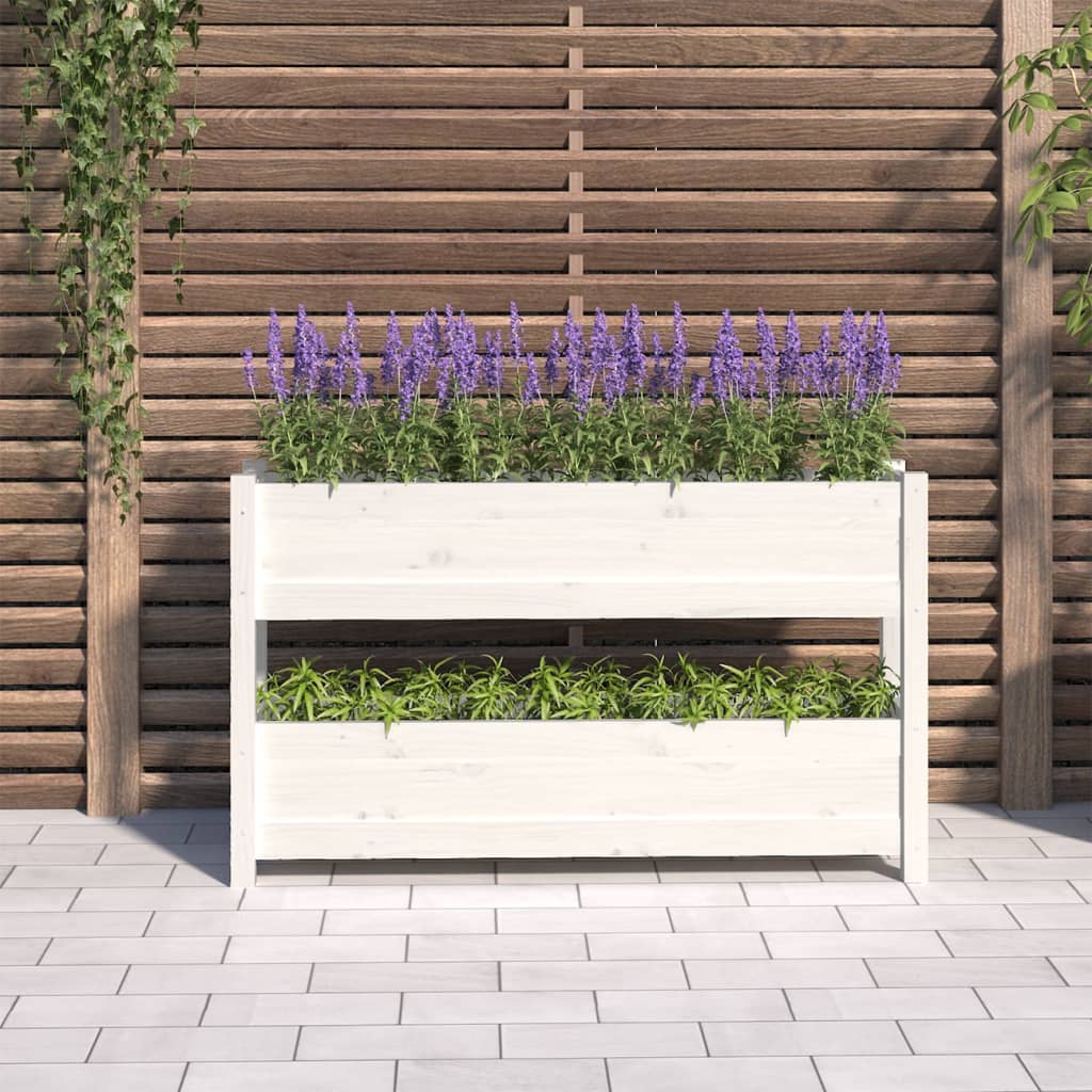 Plantenbak 112x25x66 cm massief grenenhout wit is nu te koop bij PeponiXL, paradijselijk wonen!