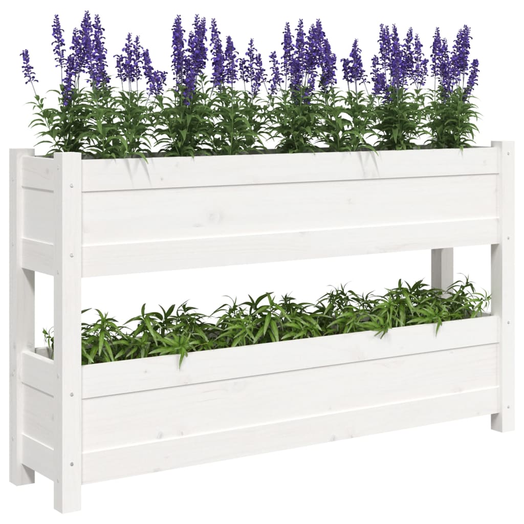 Plantenbak 112x25x66 cm massief grenenhout wit is nu te koop bij PeponiXL, paradijselijk wonen!