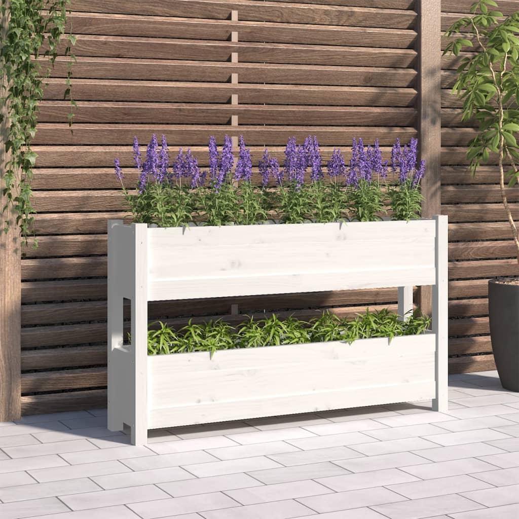 Plantenbak 112x25x66 cm massief grenenhout wit is nu te koop bij PeponiXL, paradijselijk wonen!