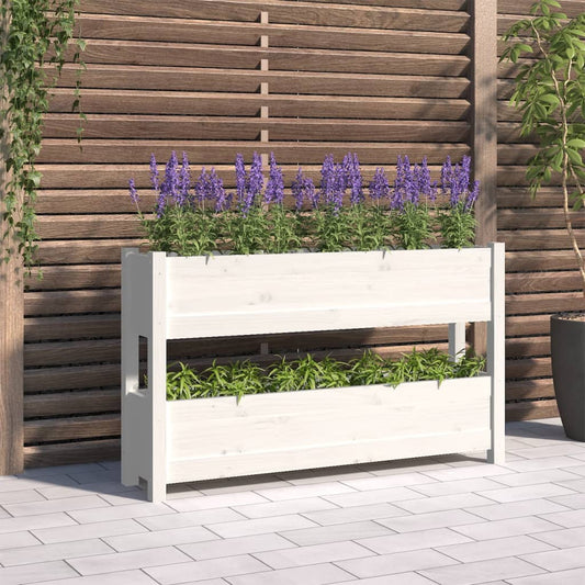 Plantenbak 112x25x66 cm massief grenenhout wit is nu te koop bij PeponiXL, paradijselijk wonen!