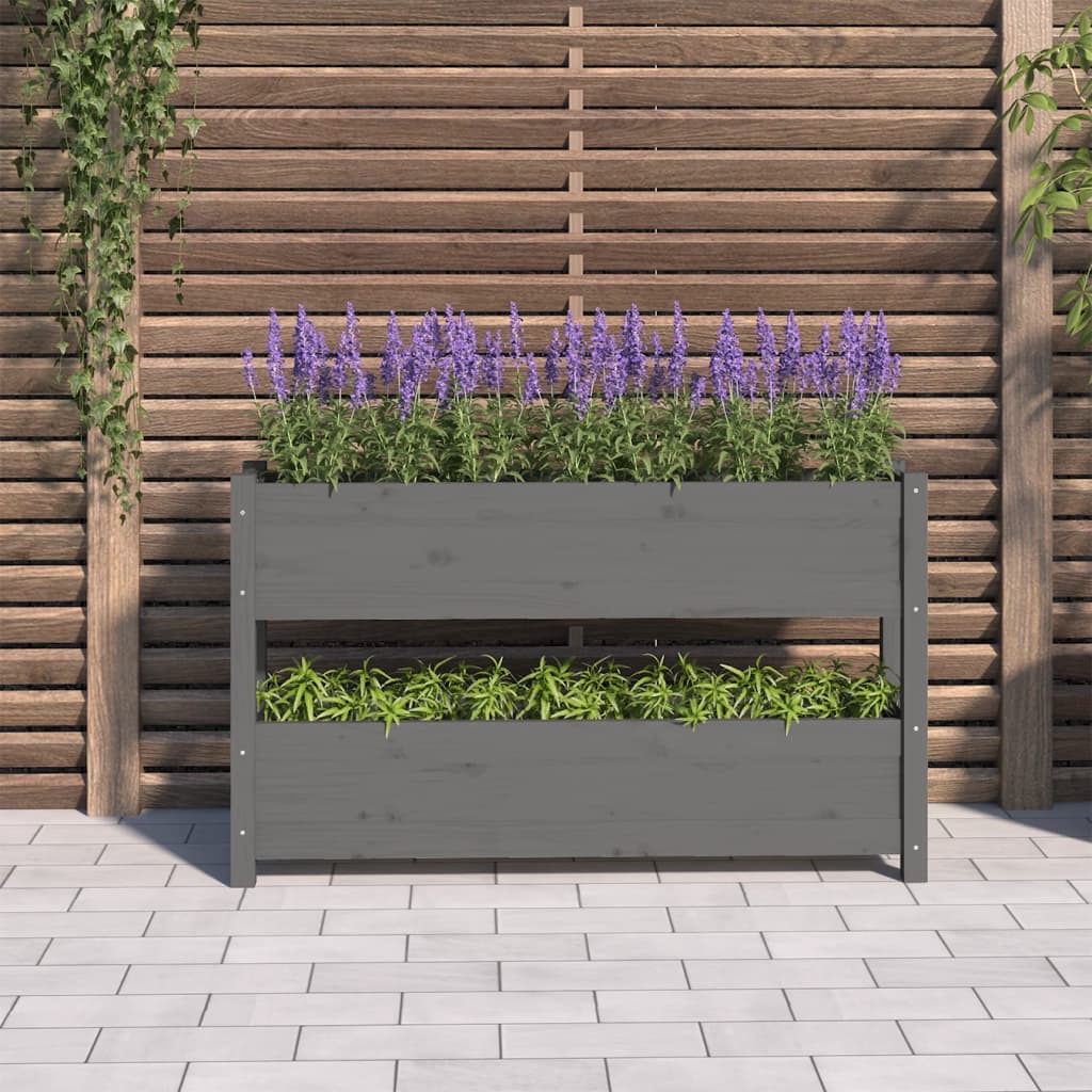 Plantenbak 112x25x66 cm massief grenenhout grijs is nu te koop bij PeponiXL, paradijselijk wonen!