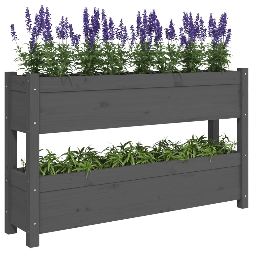 Plantenbak 112x25x66 cm massief grenenhout grijs is nu te koop bij PeponiXL, paradijselijk wonen!