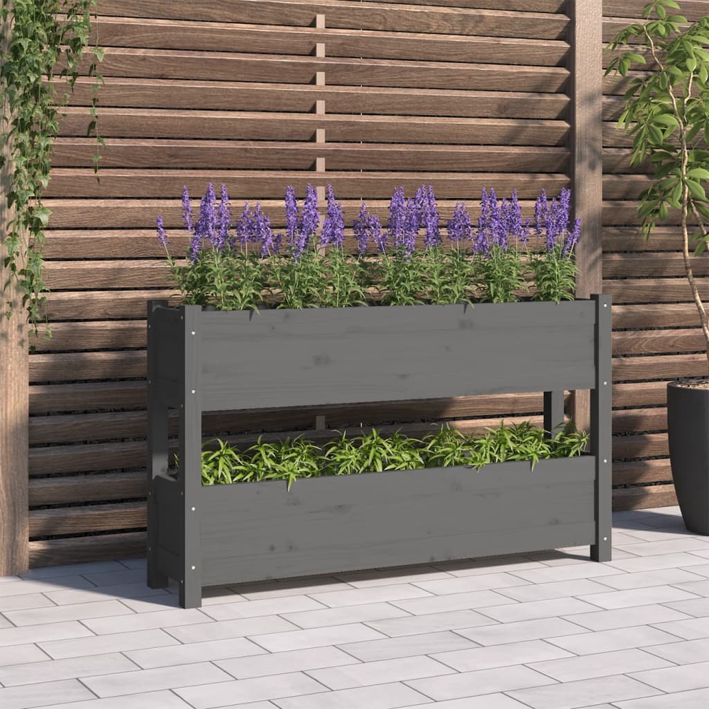 Plantenbak 112x25x66 cm massief grenenhout grijs is nu te koop bij PeponiXL, paradijselijk wonen!