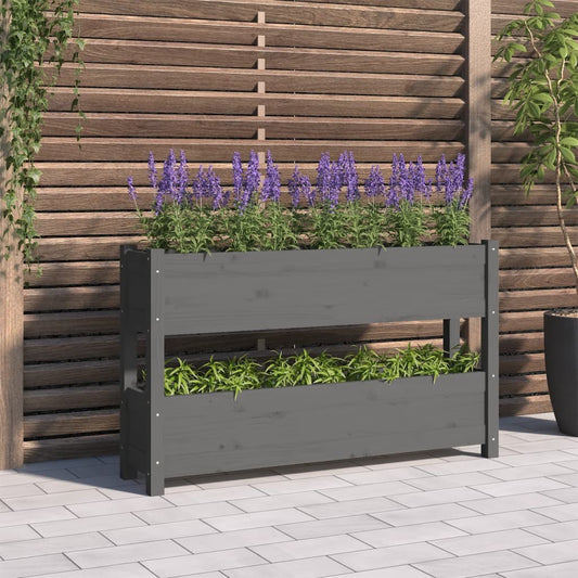 Plantenbak 112x25x66 cm massief grenenhout grijs is nu te koop bij PeponiXL, paradijselijk wonen!
