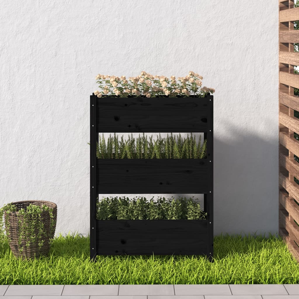 Plantenbak 77x25x104,5 cm massief grenenhout zwart is nu te koop bij PeponiXL, paradijselijk wonen!
