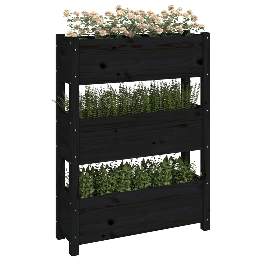 Plantenbak 77x25x104,5 cm massief grenenhout zwart is nu te koop bij PeponiXL, paradijselijk wonen!