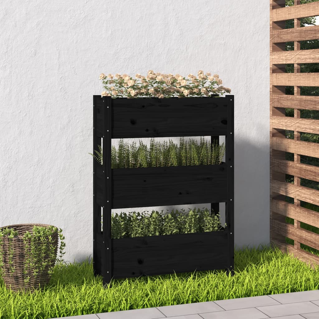 Plantenbak 77x25x104,5 cm massief grenenhout zwart is nu te koop bij PeponiXL, paradijselijk wonen!