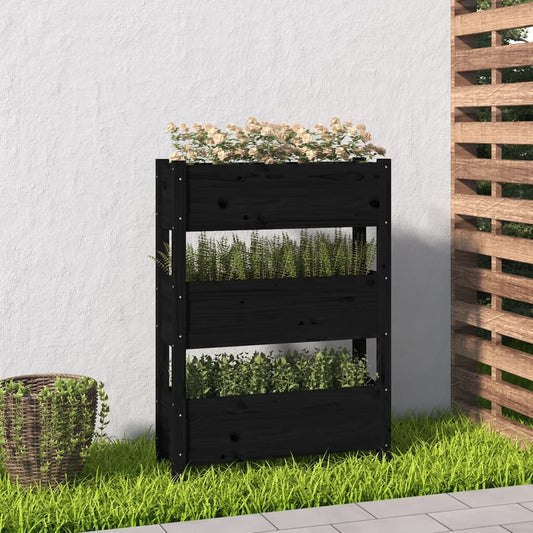 Plantenbak 77x25x104,5 cm massief grenenhout zwart is nu te koop bij PeponiXL, paradijselijk wonen!