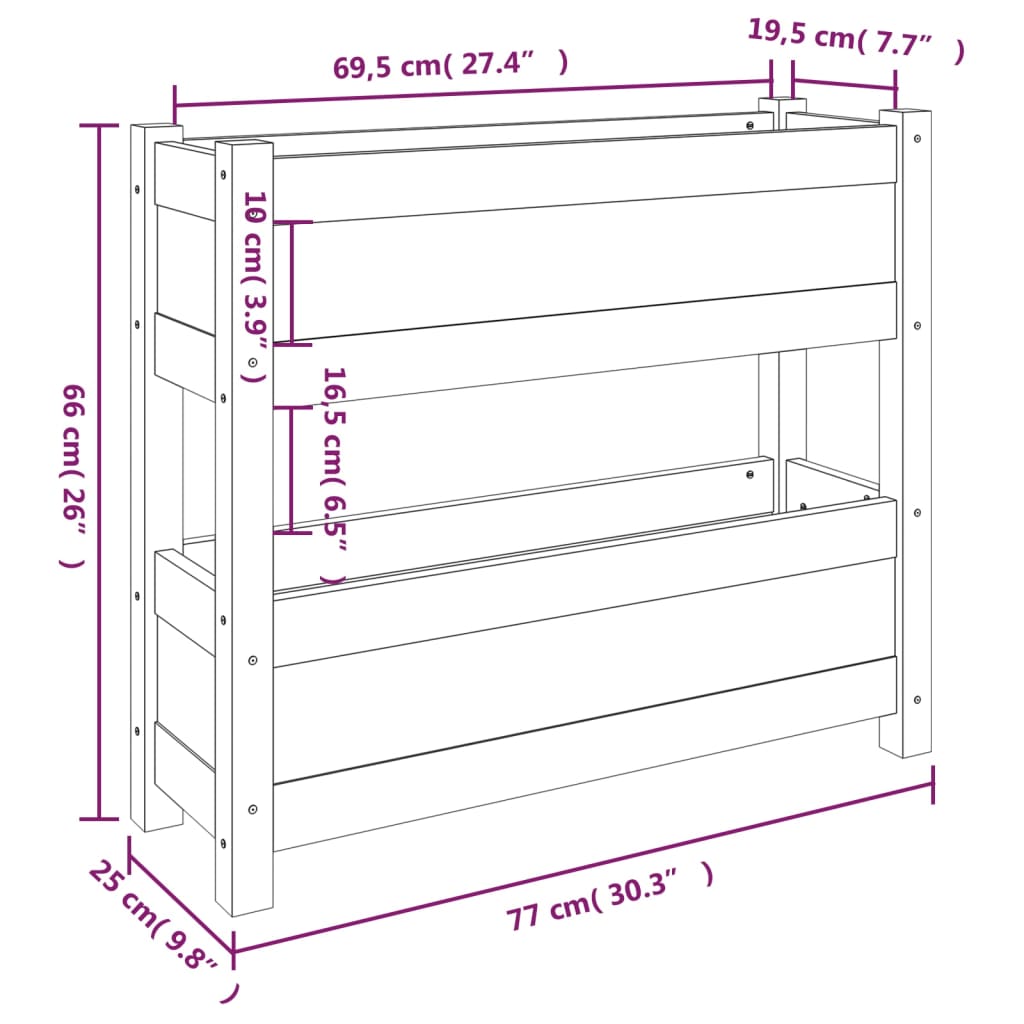 Plantenbak 77x25x66 cm massief grenenhout is nu te koop bij PeponiXL, paradijselijk wonen!