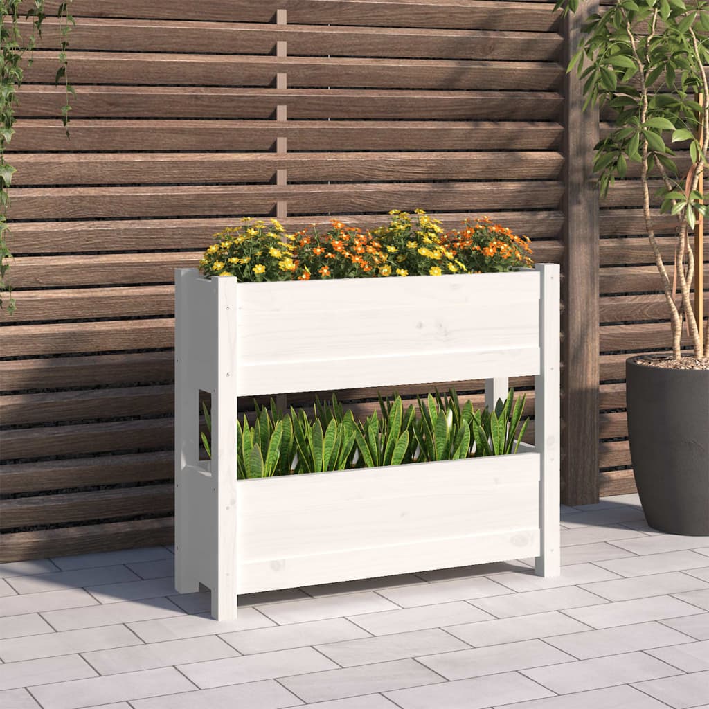 Plantenbak 77x25x66 cm massief grenenhout wit is nu te koop bij PeponiXL, paradijselijk wonen!