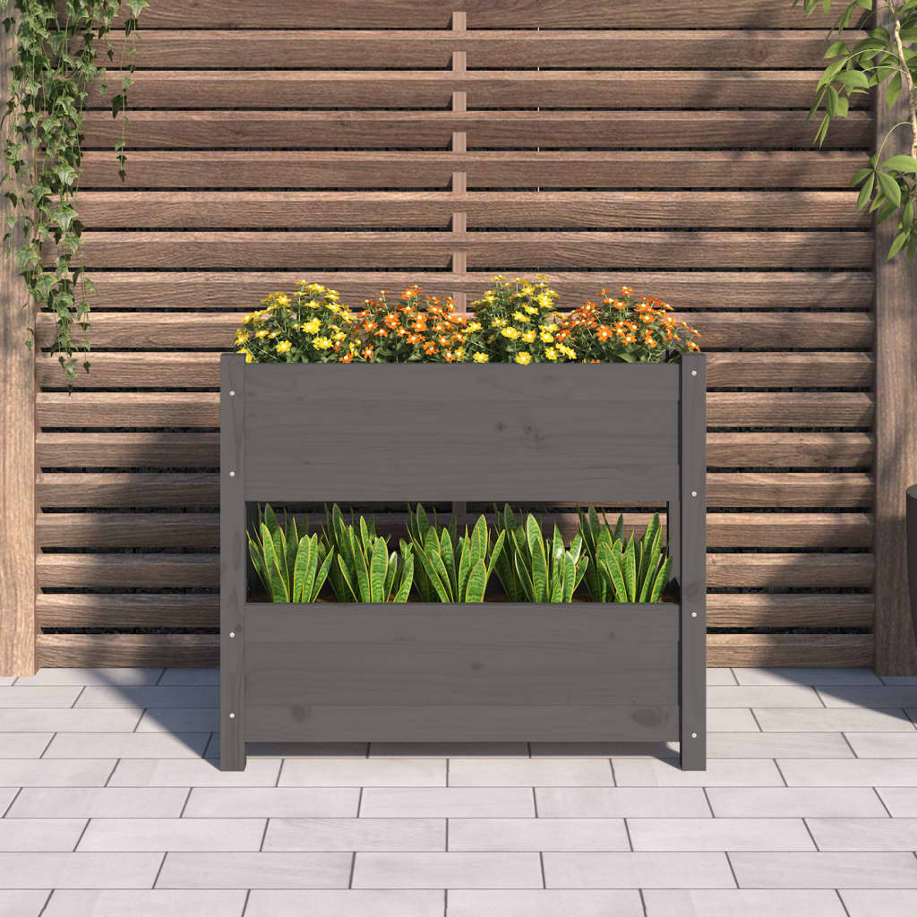 Plantenbak 77x25x66 cm massief grenenhout grijs is nu te koop bij PeponiXL, paradijselijk wonen!