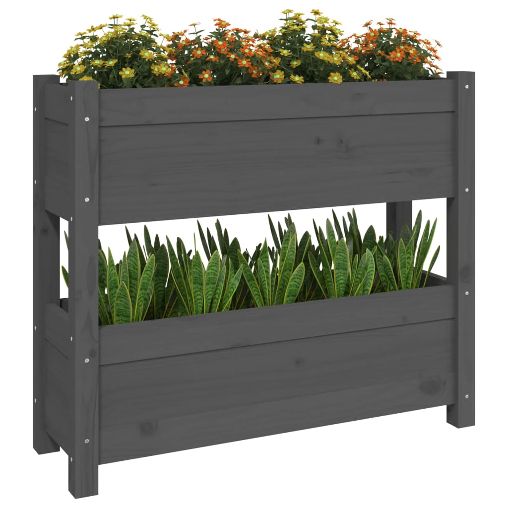 Plantenbak 77x25x66 cm massief grenenhout grijs is nu te koop bij PeponiXL, paradijselijk wonen!