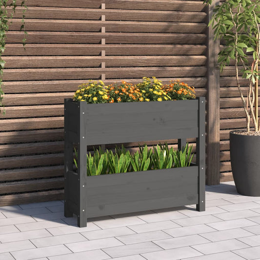 Plantenbak 77x25x66 cm massief grenenhout grijs is nu te koop bij PeponiXL, paradijselijk wonen!