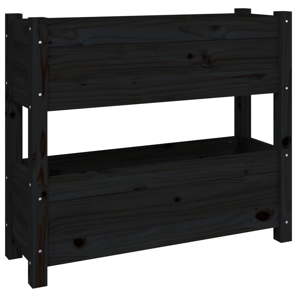 Plantenbak 77x25x66 cm massief grenenhout zwart is nu te koop bij PeponiXL, paradijselijk wonen!