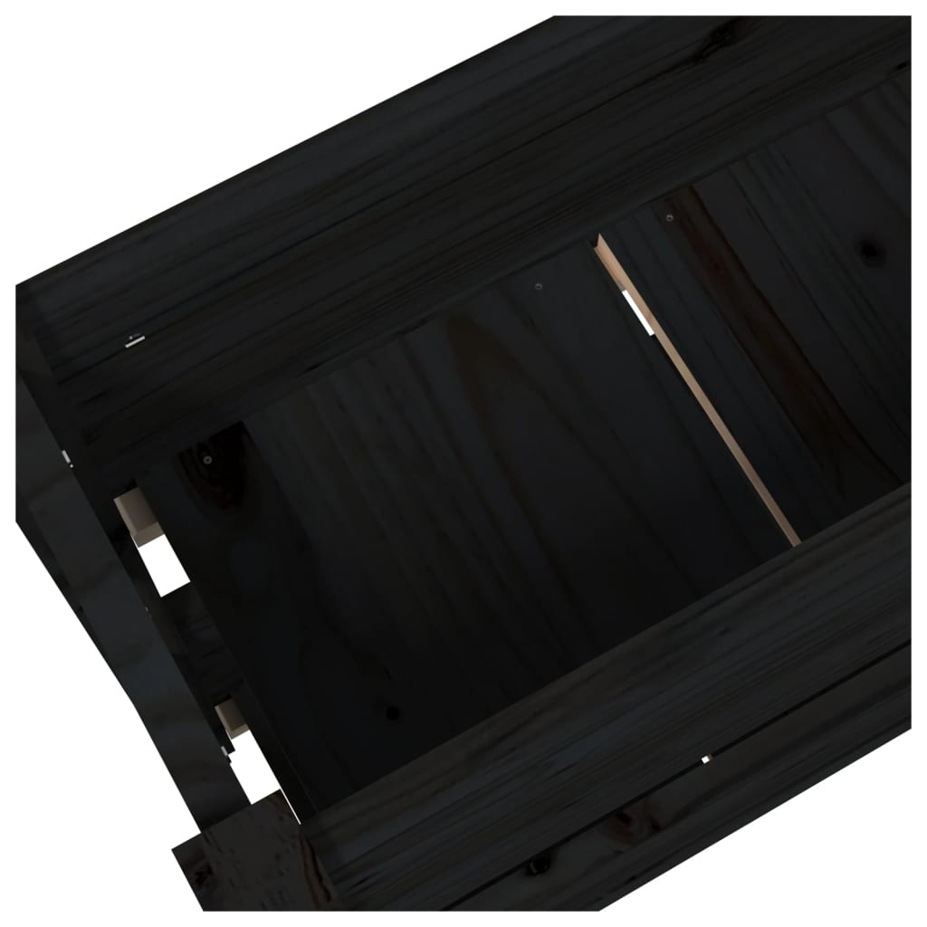 Plantenbak 77x25x66 cm massief grenenhout zwart is nu te koop bij PeponiXL, paradijselijk wonen!