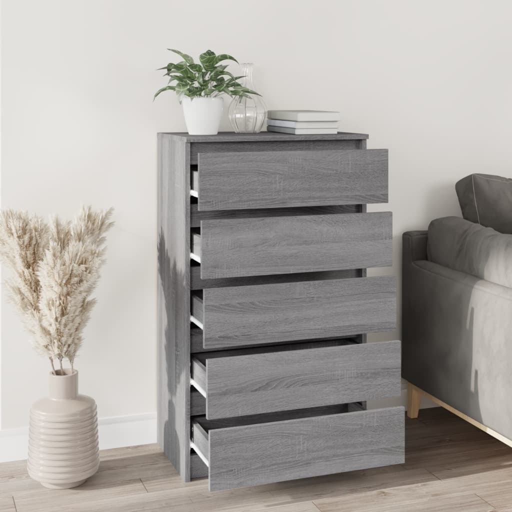 Ladekast 60x36x103 cm bewerkt hout grijs sonoma eikenkleurig is nu te koop bij PeponiXL, paradijselijk wonen!