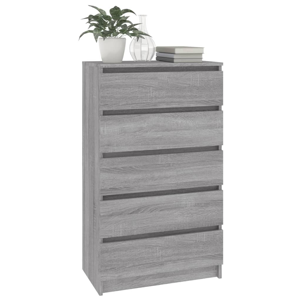 Ladekast 60x36x103 cm bewerkt hout grijs sonoma eikenkleurig is nu te koop bij PeponiXL, paradijselijk wonen!