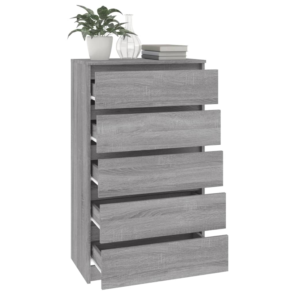 Ladekast 60x36x103 cm bewerkt hout grijs sonoma eikenkleurig is nu te koop bij PeponiXL, paradijselijk wonen!