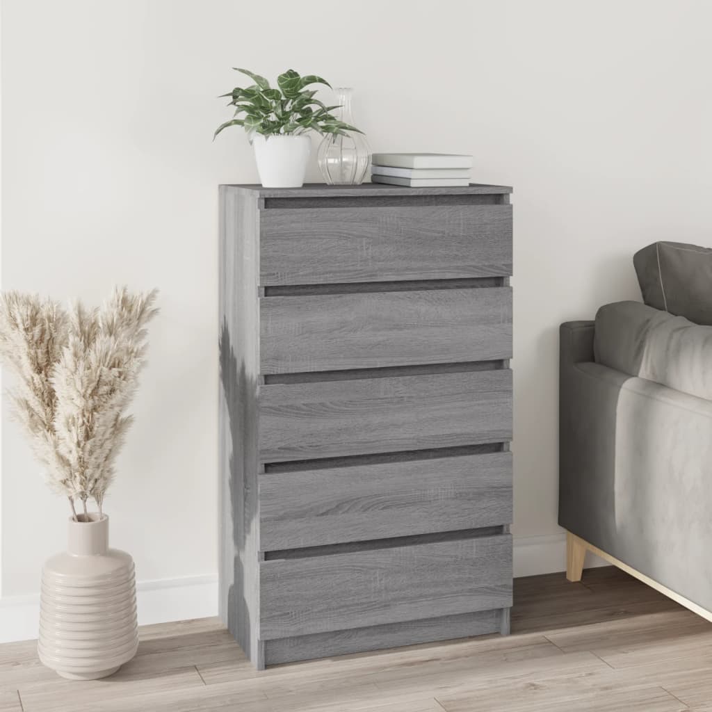 Ladekast 60x36x103 cm bewerkt hout grijs sonoma eikenkleurig is nu te koop bij PeponiXL, paradijselijk wonen!