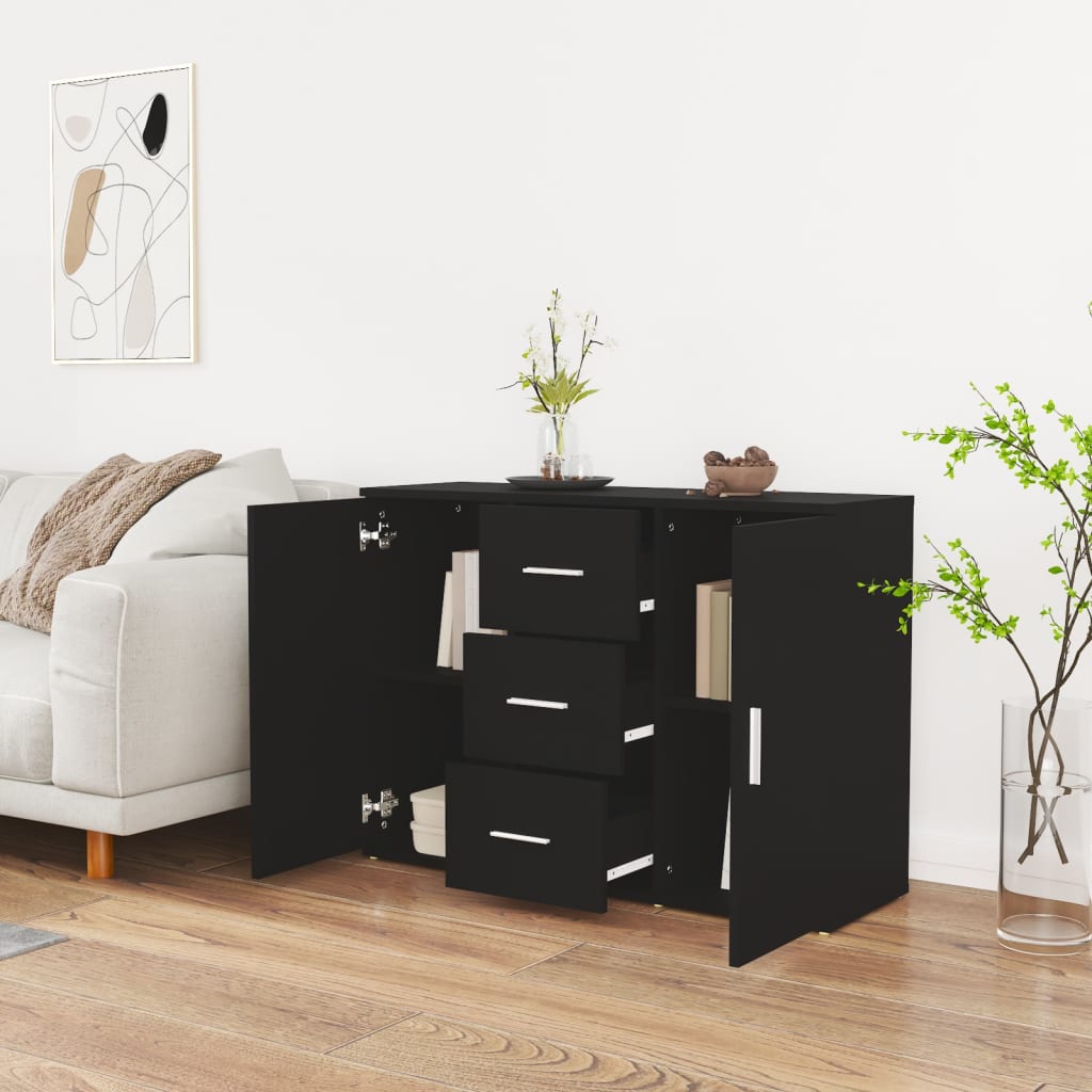 Dressoir 91x29,5x65 cm bewerkt hout zwart is nu te koop bij PeponiXL, paradijselijk wonen!