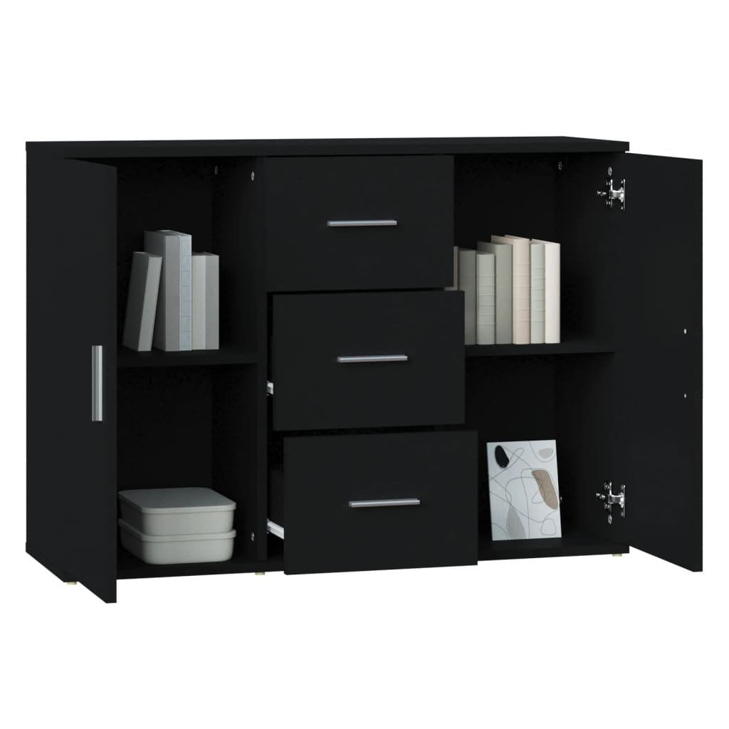 Dressoir 91x29,5x65 cm bewerkt hout zwart is nu te koop bij PeponiXL, paradijselijk wonen!