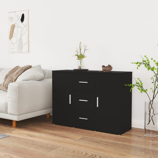Dressoir 91x29,5x65 cm bewerkt hout zwart is nu te koop bij PeponiXL, paradijselijk wonen!