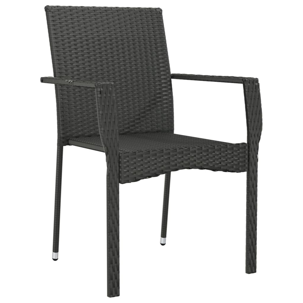 Tuinstoelen 4 st met kussens poly rattan zwart is nu te koop bij PeponiXL, paradijselijk wonen!