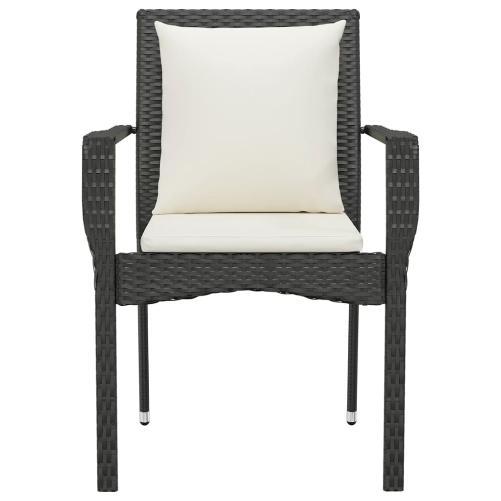 Tuinstoelen 4 st met kussens poly rattan zwart is nu te koop bij PeponiXL, paradijselijk wonen!