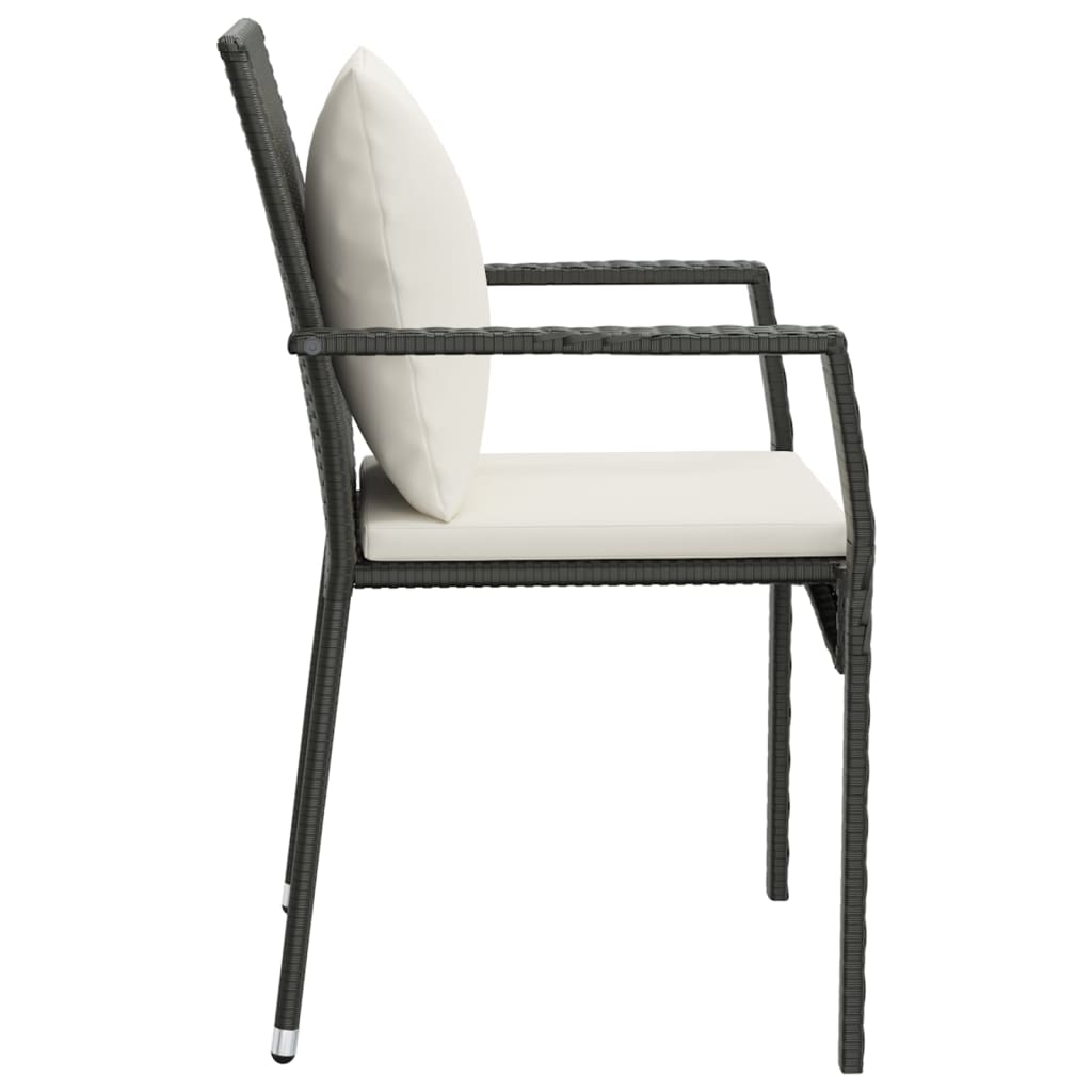 Tuinstoelen 4 st met kussens poly rattan zwart is nu te koop bij PeponiXL, paradijselijk wonen!