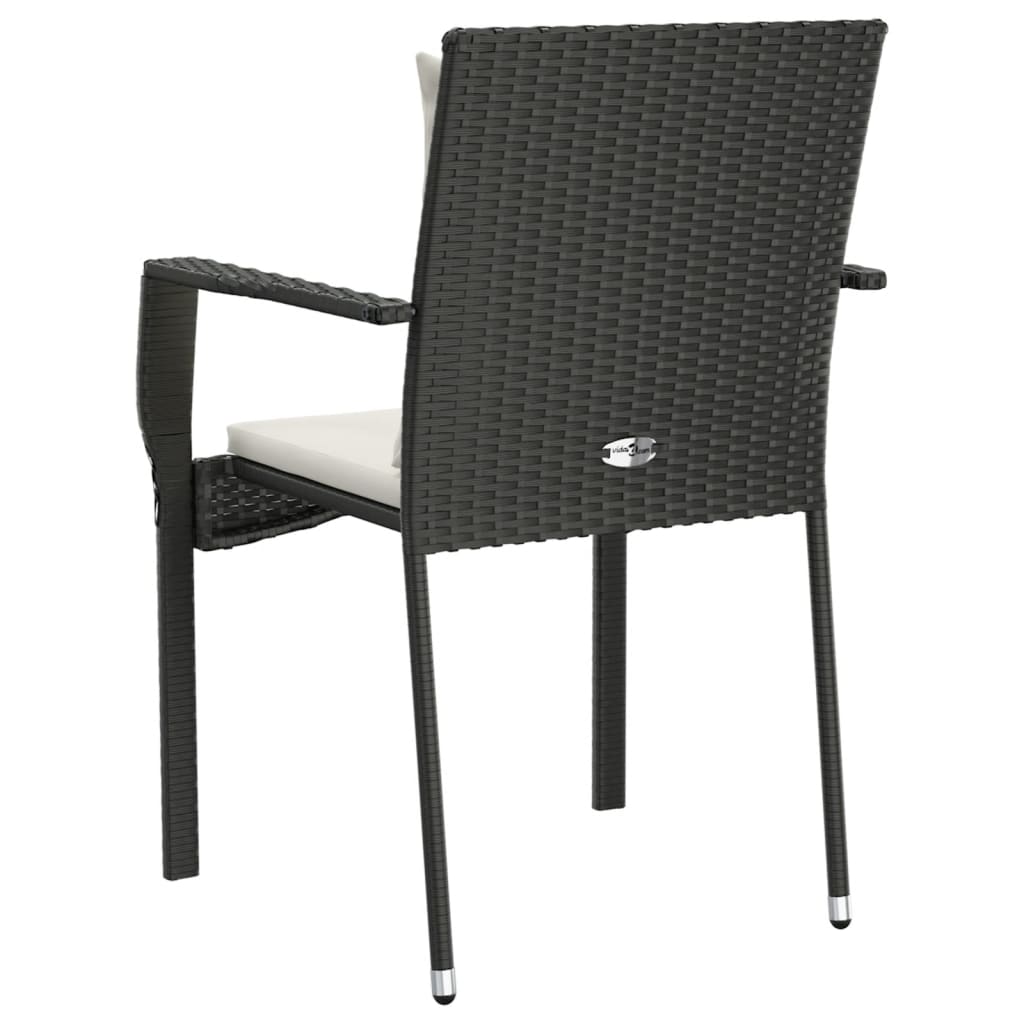 Tuinstoelen 4 st met kussens poly rattan zwart is nu te koop bij PeponiXL, paradijselijk wonen!