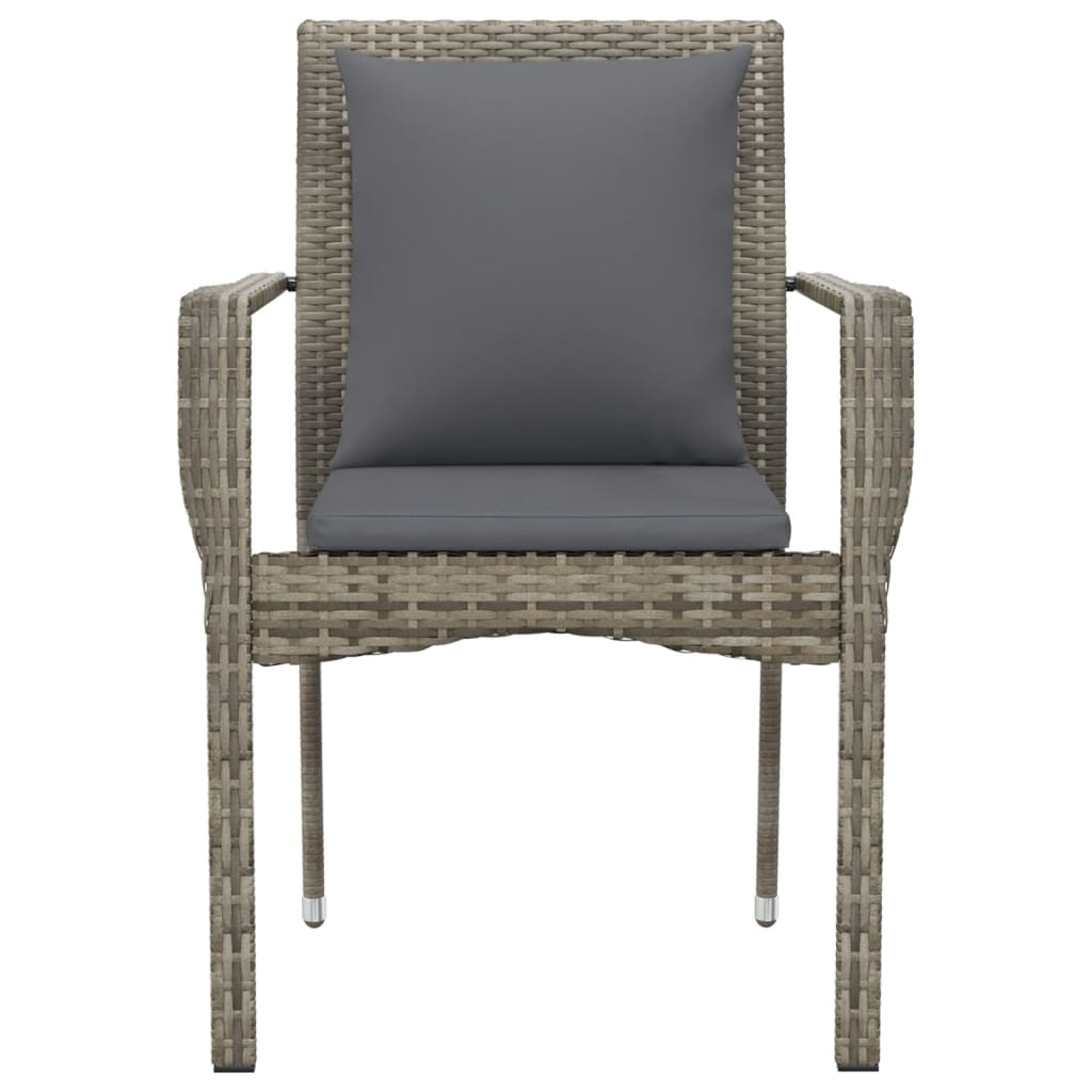 Tuinstoelen 4 st met kussens poly rattan grijs is nu te koop bij PeponiXL, paradijselijk wonen!