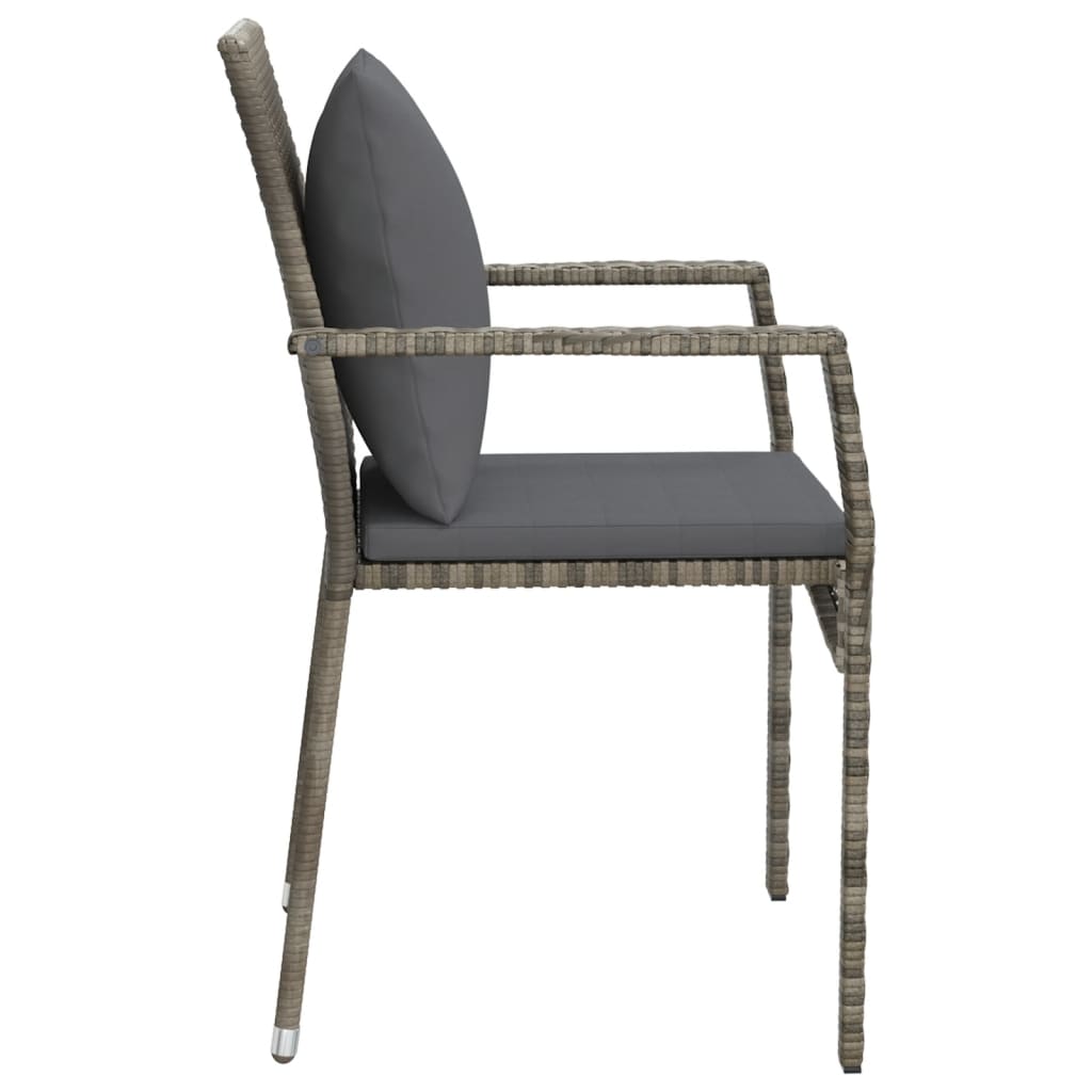 Tuinstoelen 4 st met kussens poly rattan grijs is nu te koop bij PeponiXL, paradijselijk wonen!