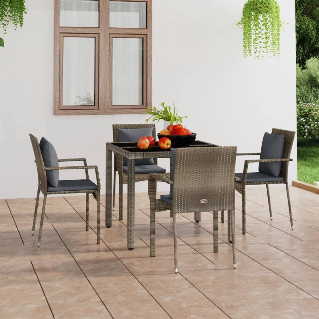 Tuinstoelen 4 st met kussens poly rattan grijs is nu te koop bij PeponiXL, paradijselijk wonen!
