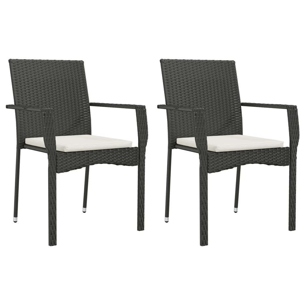 Tuinstoelen 2 st met kussens poly rattan zwart is nu te koop bij PeponiXL, paradijselijk wonen!