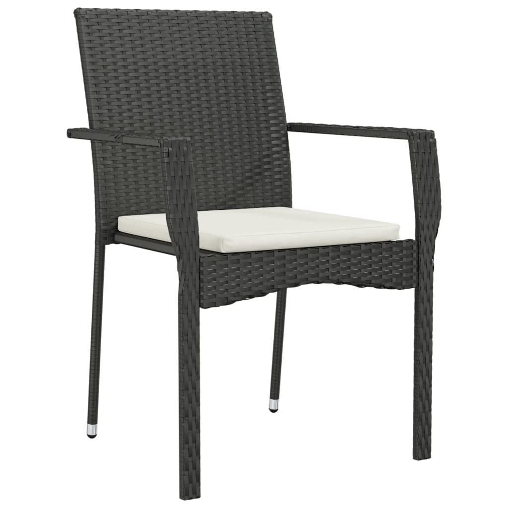 Tuinstoelen 2 st met kussens poly rattan zwart is nu te koop bij PeponiXL, paradijselijk wonen!