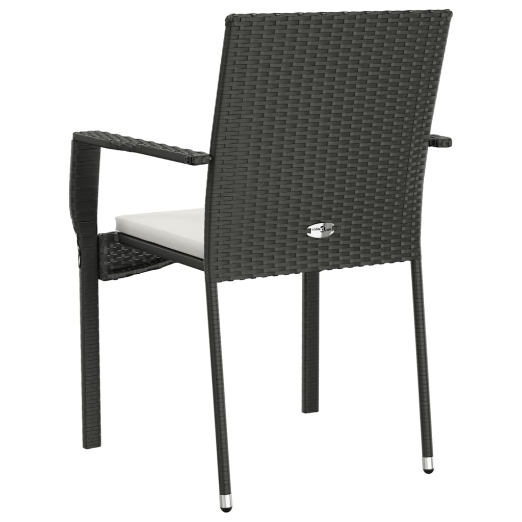 Tuinstoelen 2 st met kussens poly rattan zwart is nu te koop bij PeponiXL, paradijselijk wonen!
