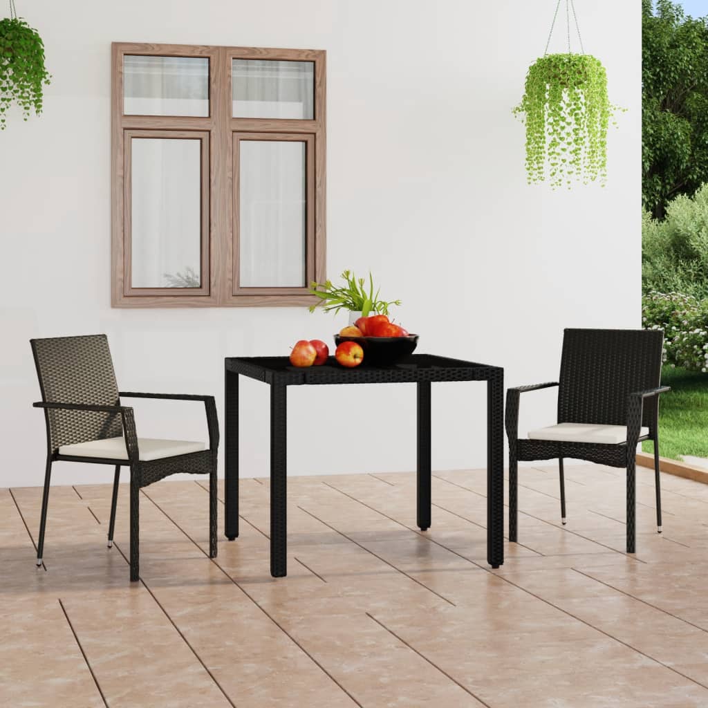 Tuinstoelen 2 st met kussens poly rattan zwart is nu te koop bij PeponiXL, paradijselijk wonen!