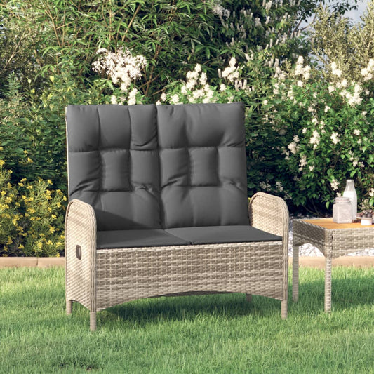 Tuinbank verstelbaar met kussens 107 cm poly rattan grijs is nu te koop bij PeponiXL, paradijselijk wonen!