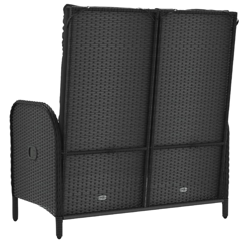 Tuinbank verstelbaar met kussens 107 cm poly rattan zwart is nu te koop bij PeponiXL, paradijselijk wonen!