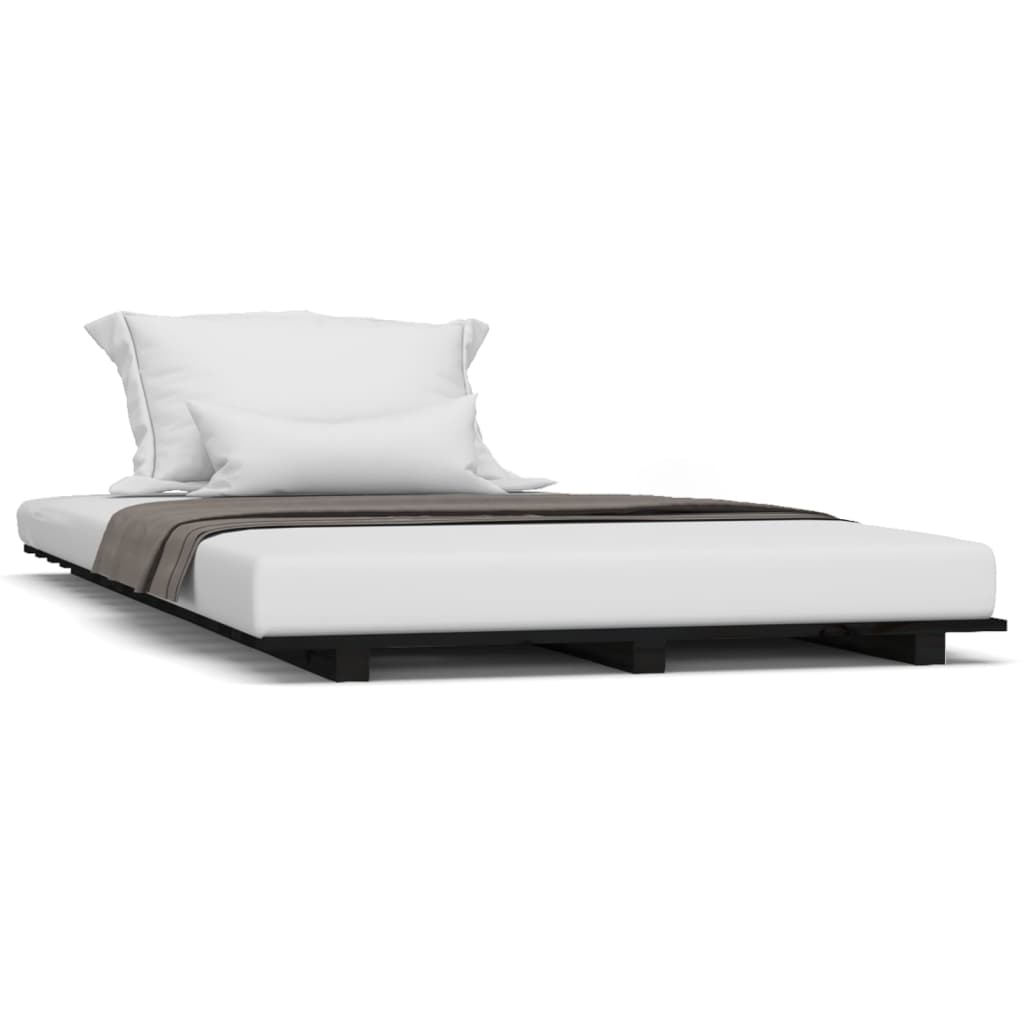 Bedframe massief grenenhout zwart 100x200 cm is nu te koop bij PeponiXL, paradijselijk wonen!